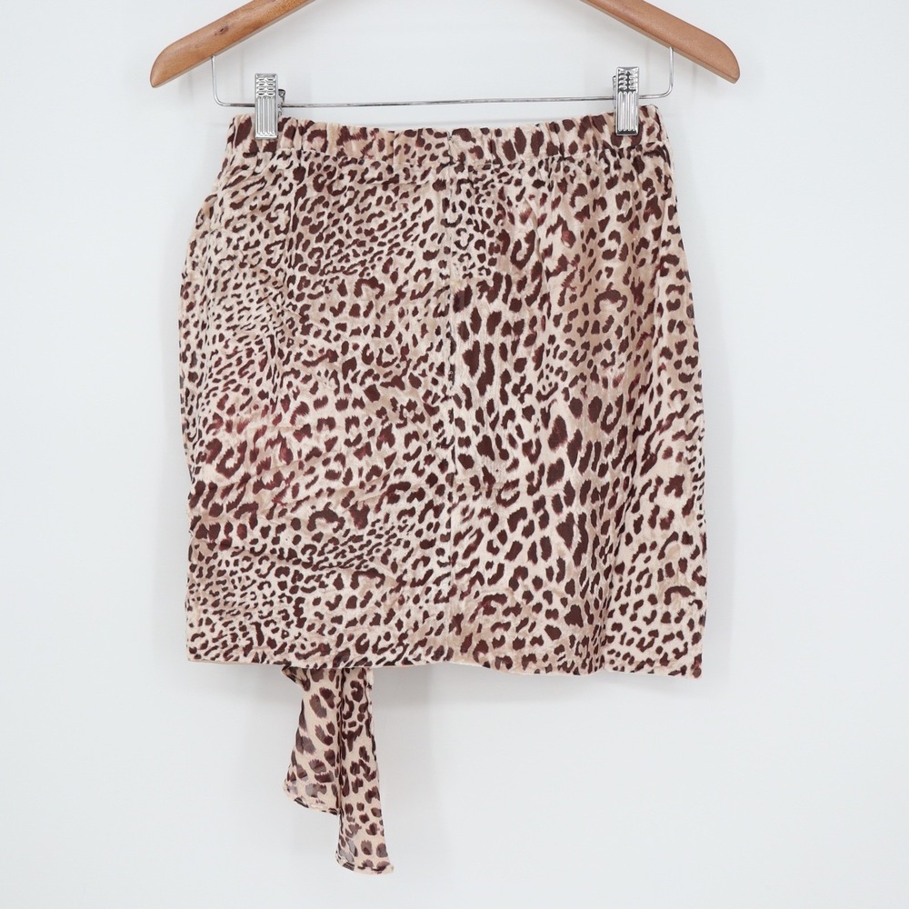 Naked Wardrobe Leopard Print Ruched Ruffle Mini Skirt Small - Picture 5 of 7